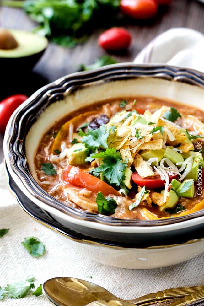 One Pot Chicken & Rice Fajita Soup - Carlsbad Cravings