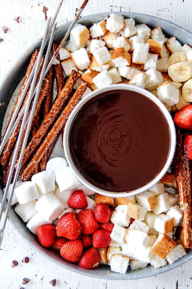 Chocolate and Marshmallow Fluff Fondue for the Little Dipper CrockPot