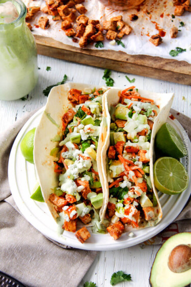 Buffalo Chicken Tacos with Blue Cheese Cilantro Ranch - Carlsbad Cravings