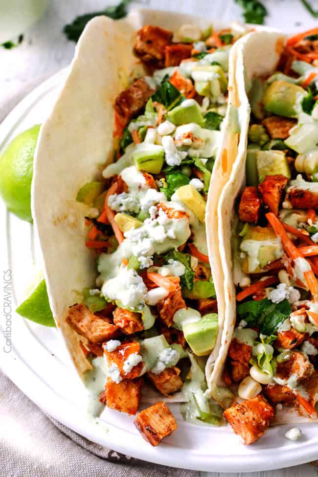 Buffalo Chicken Tacos With Blue Cheese Cilantro Ranch Carlsbad Cravings