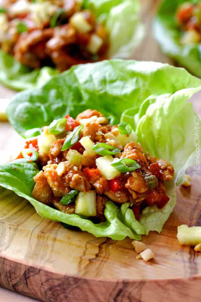 Asian Chicken Lettuce Wraps in Pineapple Hoisin Peanut Sauce - Carlsbad ...