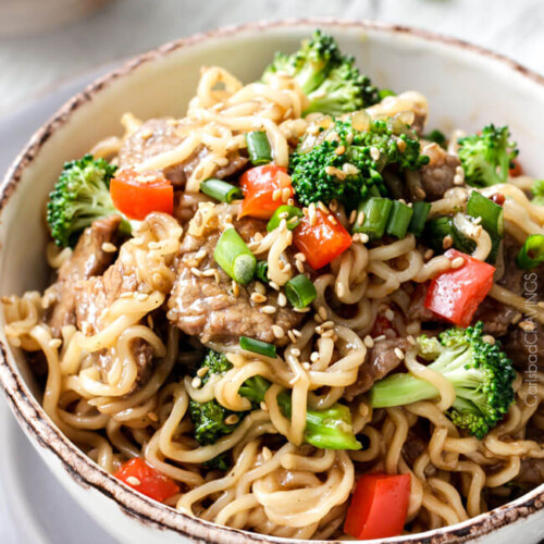 Beef and Broccoli Noodle Bowls - Carlsbad Cravings