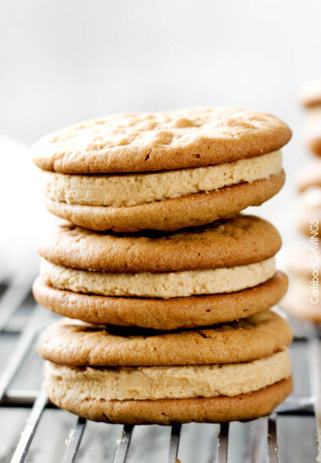 Irresistibly soft and chewy Peanut Butter Sandwich Cookies stuffed with melt in your mouth creamy peanut butter filling!