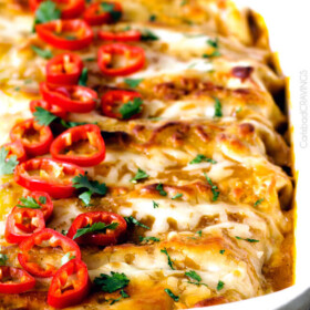 These Sweet chili Chicken Enchiladas are AMAZING! My whole family loves them and I always make them for company. The sauce is out of this world!