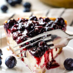 Blueberry Cheesecake Pie - This is my family's favorite dessert and its made extra easy in pie form! The cheesecake is creamy, rich and delicious and the homemade blueberry sauce is sweet and tangy and simply the best ever!