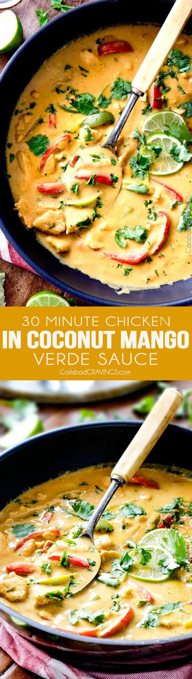 Chicken in Coconut Mango Verde Sauce - my family LOVES this 30 minute meal and I seriously dream about the incredible creamy sauce!