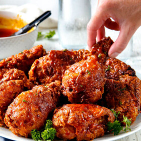 My family and friends go crazy over this fried chicken - and its easier than you think! Juicy, crispy, flavorful and you can make it as spicy or not spicy just depending on how much Nashville Hot Sauce You use. I will never use another fried chicken recipe again!