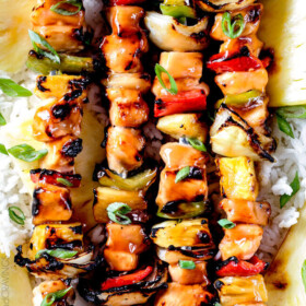 Grilled Hawaiian Chicken Kabobs - this is my new favorite grill recipe! the chicken is so juicy and flavorful and the sweet and sour Hawaiian Sauce (that doubles as a marinade) is out of this world!