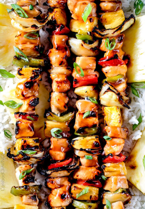 Grilled Hawaiian Chicken Kabobs - this is my new favorite grill recipe! the chicken is so juicy and flavorful and the sweet and sour Hawaiian Sauce (that doubles as a marinade) is out of this world!
