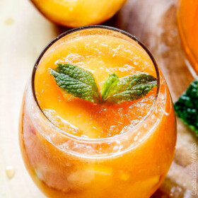 Sparkling Peach Punch (non alcoholic) - vibrant, refreshing, flavorful and the perfect amount of slush! I love making this for baby/bridal showers and potlucks and everyone else loves it too!