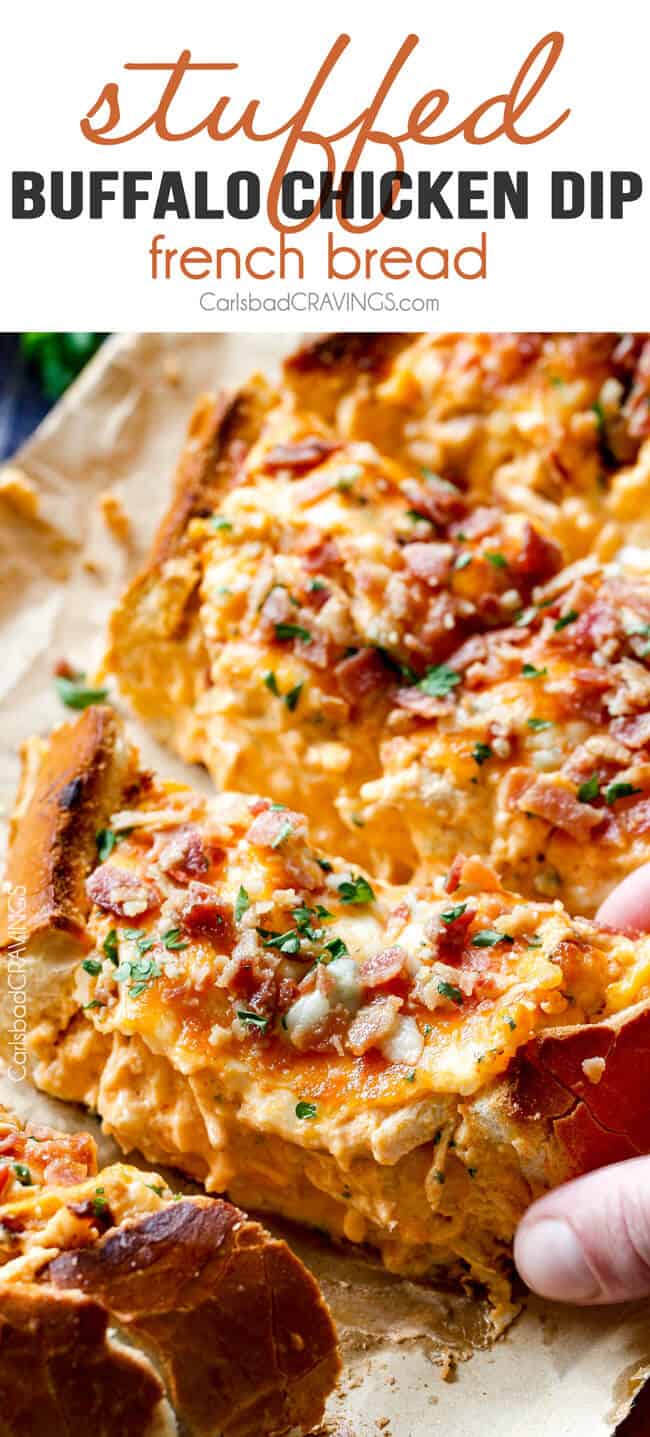 Baked Buffalo Chicken Dip Stuffed French Bread Carlsbad Cravings