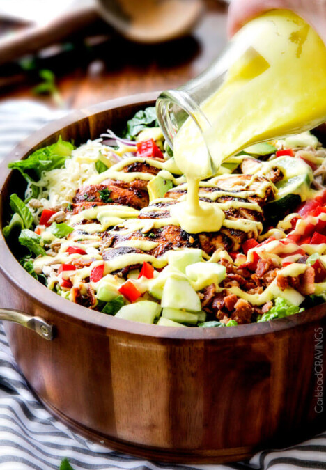 Chipotle Chicken Salad with Honey Mango Dressing – I actually CRAVE this salad its so good! The chipotle chicken is super juicy and flavorful with just the right amount of kick and the mango dressing is so sweet, tangy and refreshing and I love the addition of Monterrey Jack Cheese and sunflower seeds! My friends always ask me to make this for them!