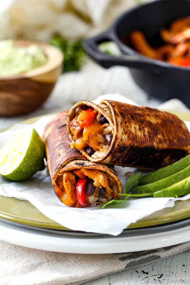Chicken Fajita Wraps with Creamy Avocado Dip Carlsbad Cravings