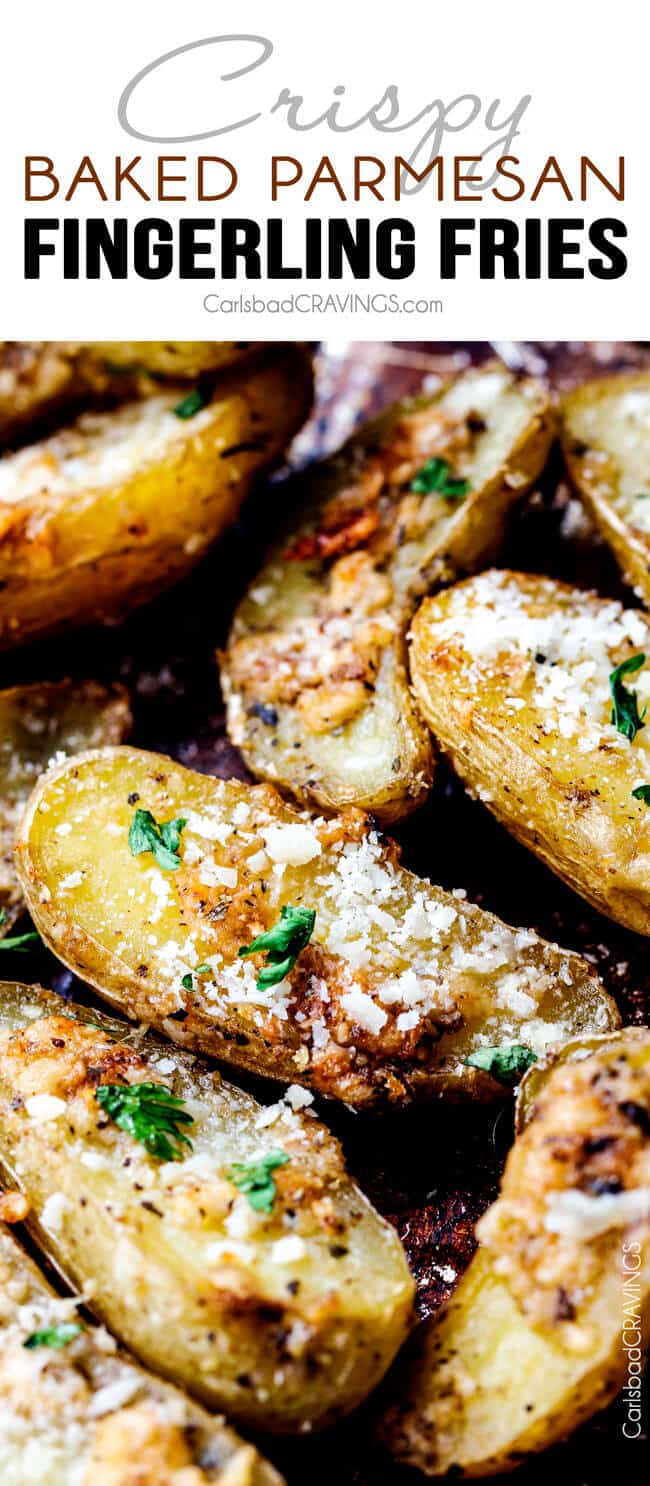 Crispy Baked Parmesan Fingerling Potato Fries.