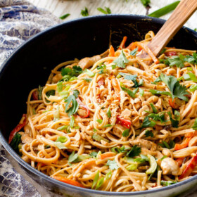 30 Minute Sesame Peanut Chicken Noodles - super quick and easy with the most amazing creamy peanut sesame sauce you will crave for days!