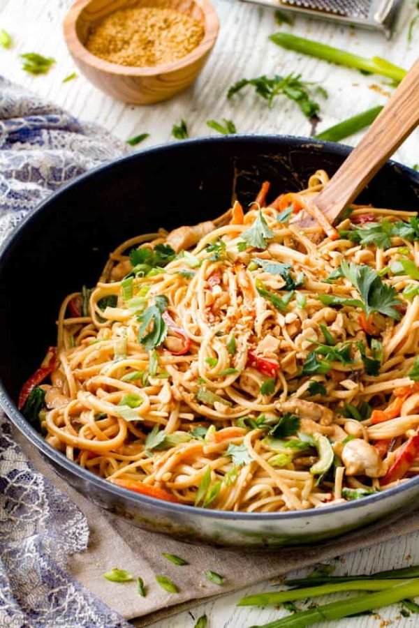 Peanut Sesame Noodles With Chicken Veggies