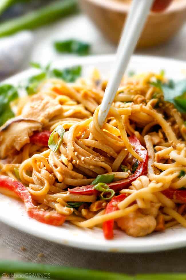 Peanut Sesame Noodles (with Chicken & Veggies) - Carlsbad Cravings