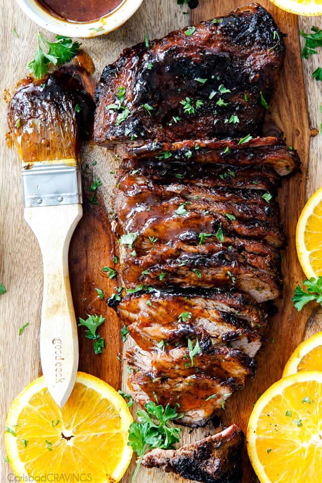 Top view of Cajun Steak with Apricot Orange Glaze.