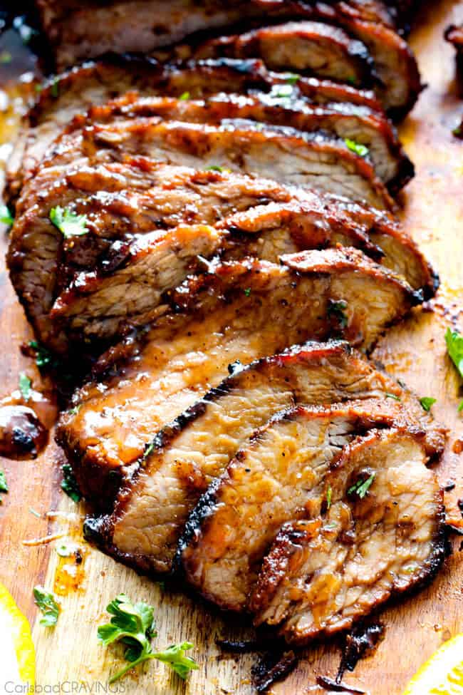 Close up of Cajun Steak with Apricot Orange Glaze.