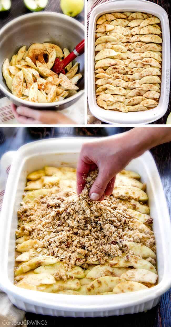 Showing how to make Salted Caramel Apple Pie Blondies by preparing the apples. 