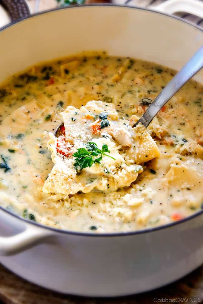 ONE POT White Chicken Lasagna Soup (with Video!)