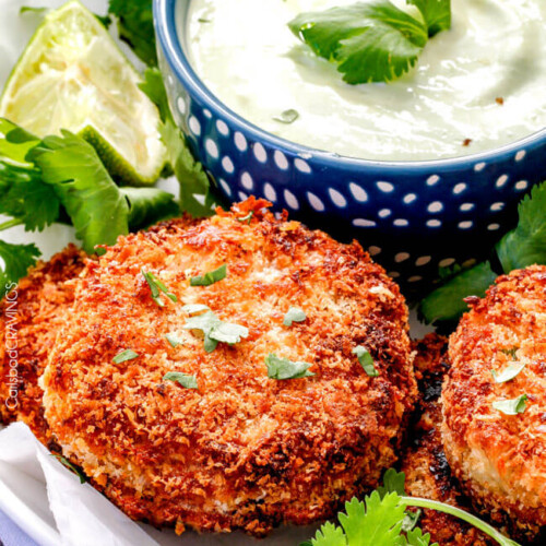 Crispy Crab Cakes with Creamy Tomatillo Aioli (plus How to Freeze!)