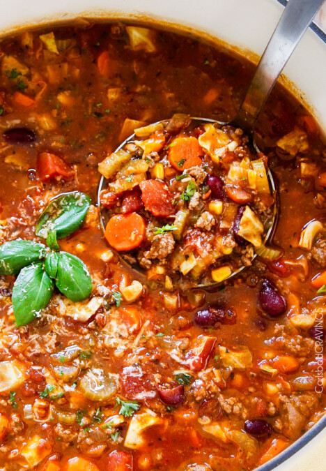30 minute Italian Vegetable Soup – This is the BEST version I have tried – my family begs me to make this soup! hearty, comforting chunks of ground beef and veggies in an Italian spiced tomato broth - SO good and easy!