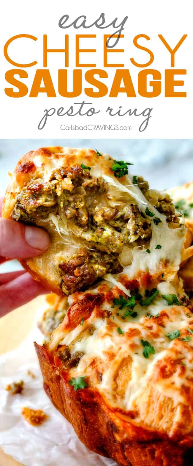 Cheesy Sausage Pesto Ring