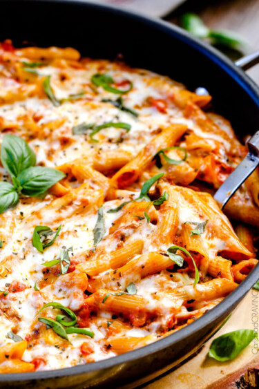 Penne Pasta with Cheese and Meat Sauce - Carlsbad Cravings