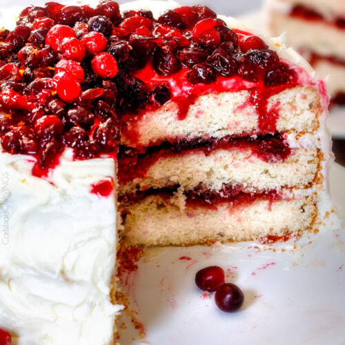 Layered Cranberry Cake with Buttercream Frosting - Carlsbad Cravings