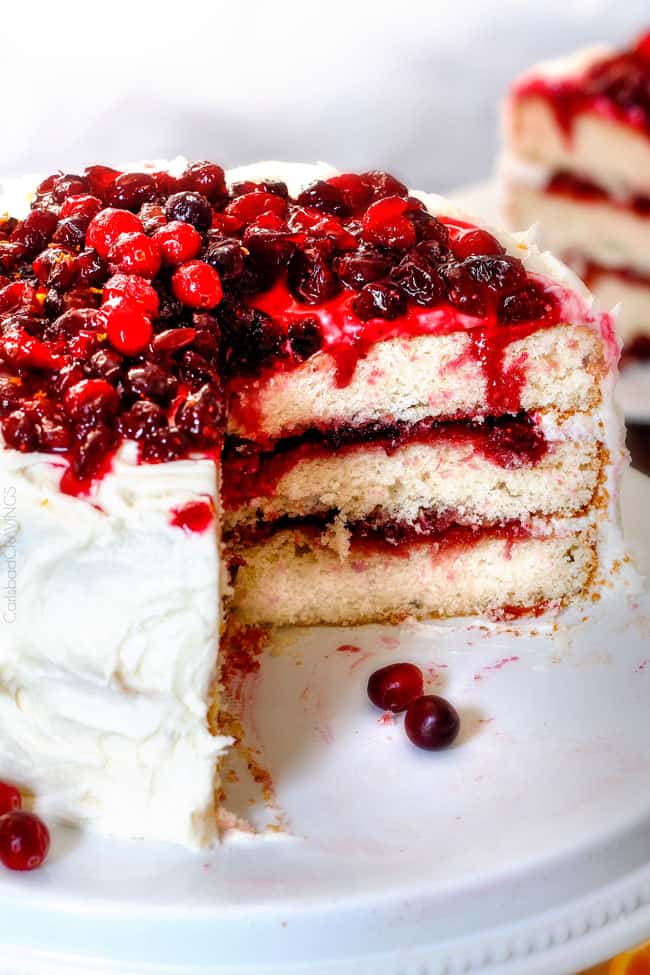 Layered Cranberry Cake with Buttercream Frosting - Carlsbad Cravings