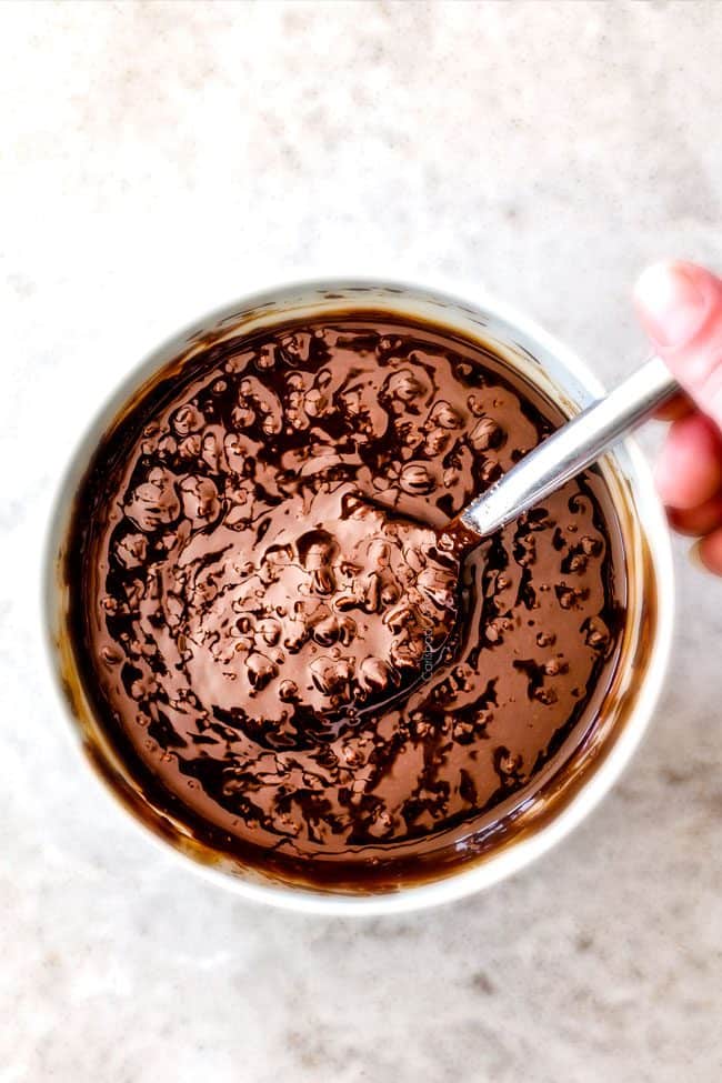 Showing how to make Chocolate Caramel Peanut Butter Fudge.