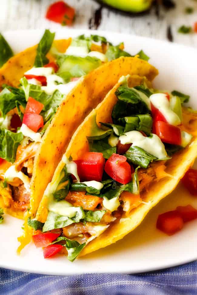 Slow Cooker Cream Cheese Chicken in tacos