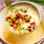 This Skinny Slow Cooker Potato Soup is unbelievably creamy, super flavorful and absolutely the best I've ever tried! and its super easy in the crock pot!