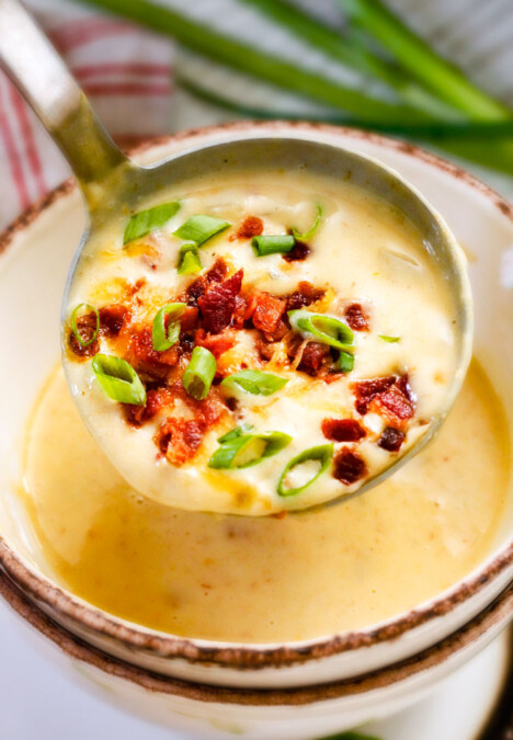 This Skinny Slow Cooker Potato Soup is unbelievably creamy, super flavorful and absolutely the best I've ever tried! and its super easy in the crock pot!