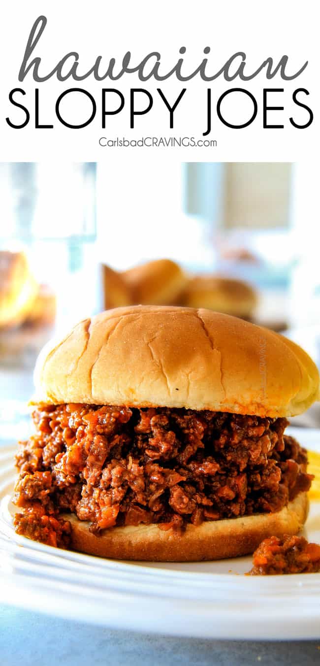 up close of easy sloppy joes with filling spilling out of the soft bun