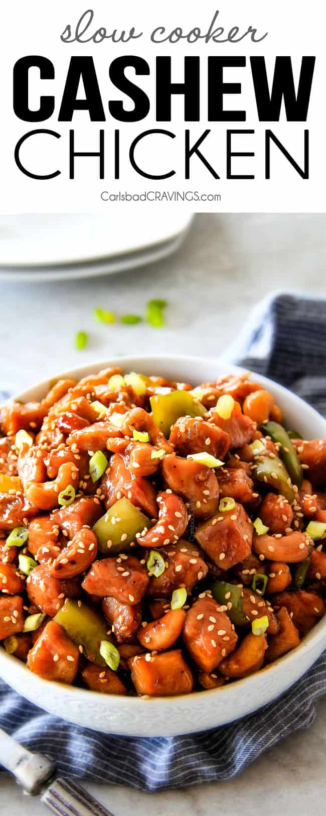 easy Cashew Chicken recipe made in the crockpot