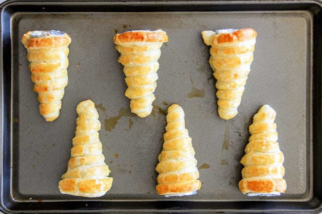 Baked Puff Pastry Cannoli Cones.