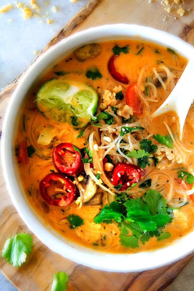 easy ONE POT Thai Chicken Noodle Soup (Video!)