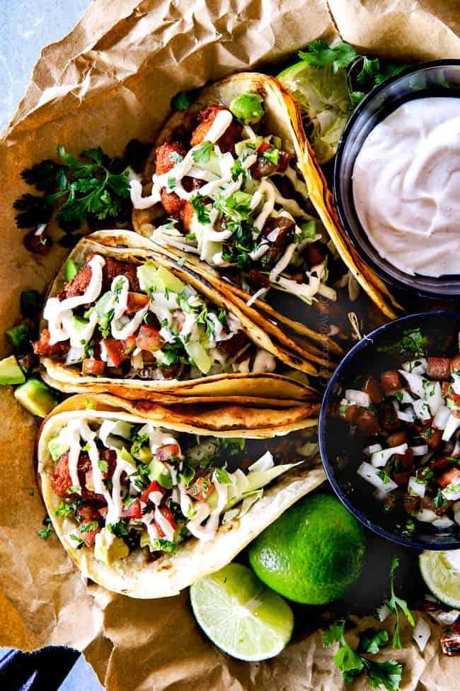 these Crispy fried Baja Fish Tacos are BETTER than any restaurant!!! I can't even believe how good these are and super easy with a one step batter. And don't skip the white sauce - its heavenly!