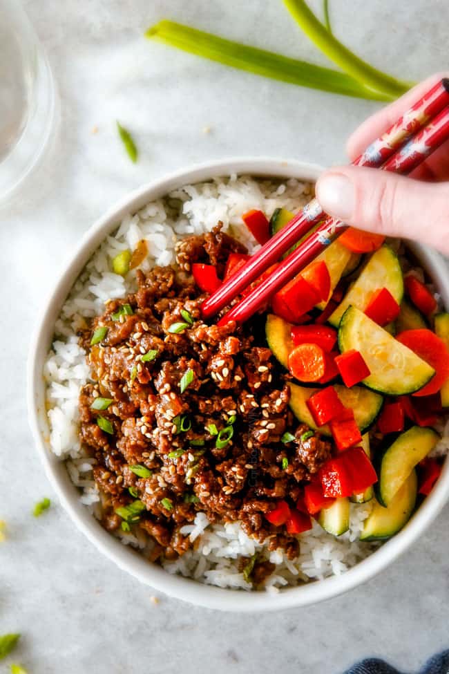 30 Minute Korean Beef Bowls are my absolute favorite last minute dinner! bursting with flavor and one of the absolute easiest meals you will ever make!