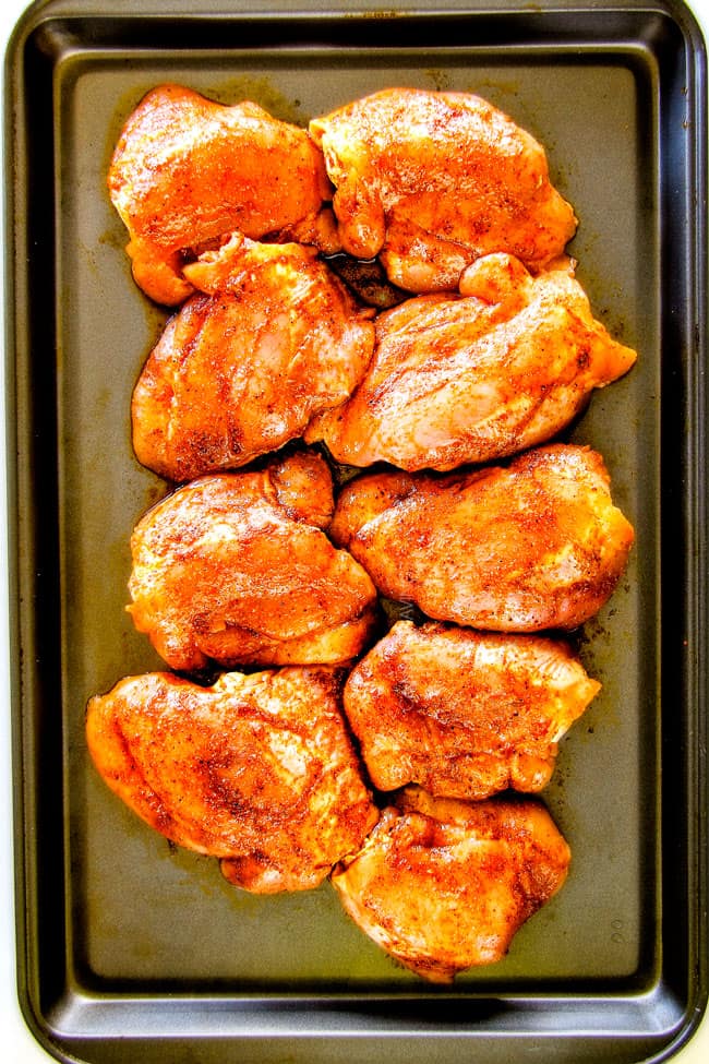 Showing how to make Huli Huli Chicken cooking chicken on a pan. 