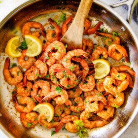 quick and easy Old Bay Shrimp (Grill or Stove top) is so juicy and flavorful and the homemade Cocktail Sauce is amazing!  Serve it as an appetizer or add some sides and call it dinner! 