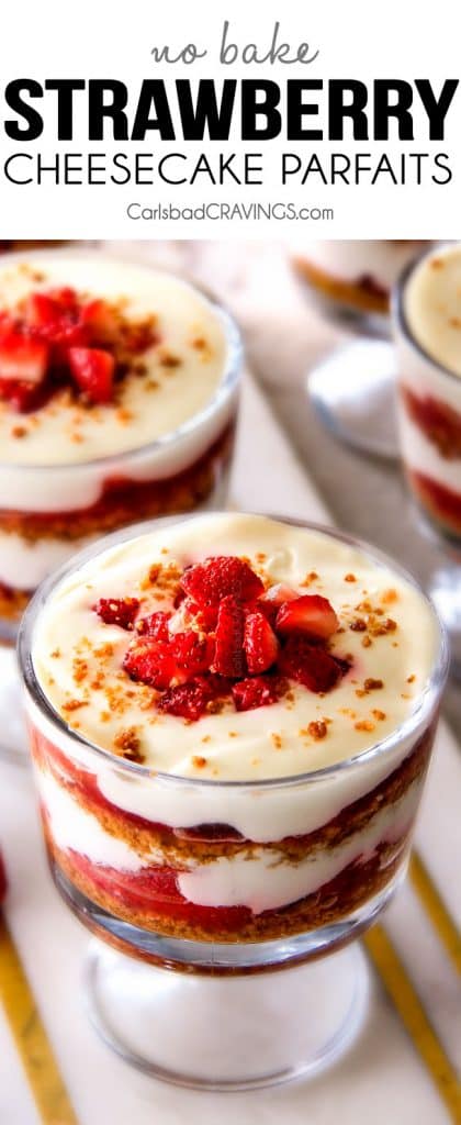 No Bake Strawberry Cheesecake Parfaits with VIDEO -(make ahead, etc.)