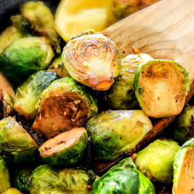 These nutty, caramelized 15 Minute Brussels Sprouts sauteed with garlic, butter and lemon are one of my favorite sides ever and I love the steaming trick for even cooking!