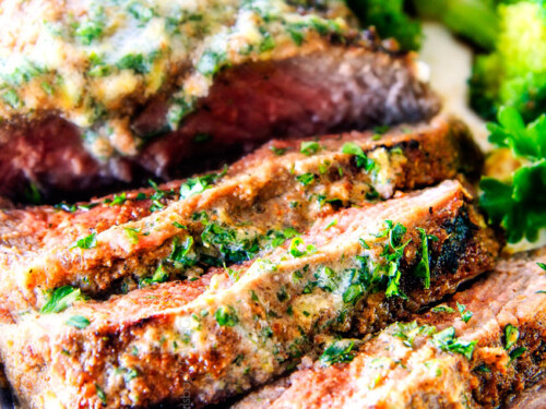 Cast Iron Steak (with garlic herb butter) - A Pinch of Healthy