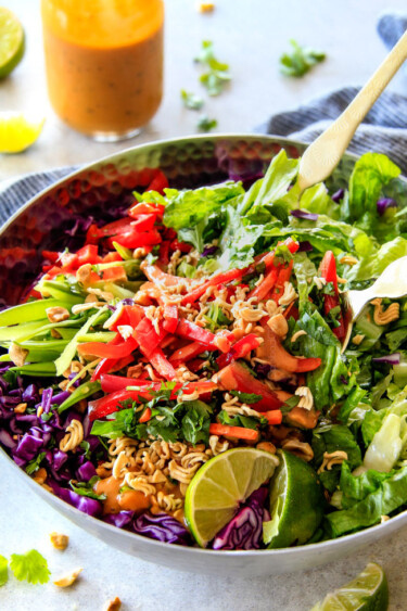 Crunchy Asian Salad with Sriracha Peanut Dressing - Carlsbad Cravings