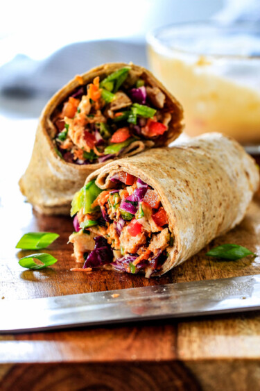 25 MINUTE! Chinese Chicken Salad Wraps with Sweet Chili Mayo