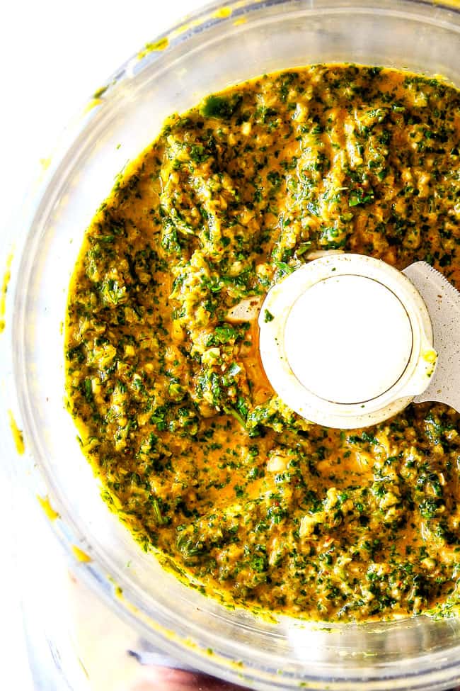 Showing how to make Cilantro Lime Chicken marinade. 