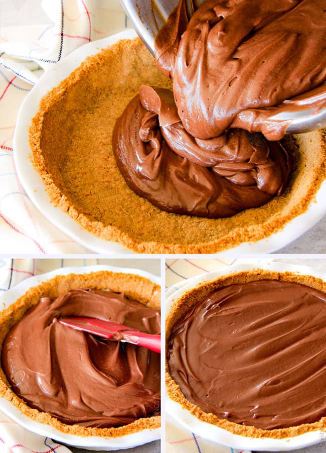 Showing how to make Nutella S'mores Pie.